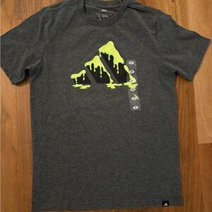 Adidas Kids Gray T-Shirt with Neon Green Logo